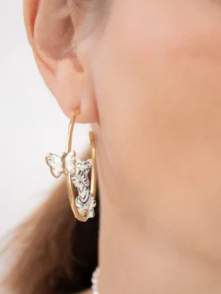 Créoles rondes chat tigré tabby et papillon>NACH BIJOUX Online