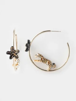 Créoles rondes léopard et fleur>NACH BIJOUX Discount