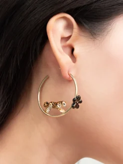 Créoles rondes léopard et fleur>NACH BIJOUX Discount