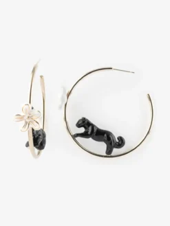Créoles rondes panthère et fleur>NACH BIJOUX Online