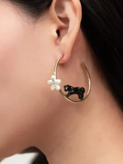 Créoles rondes panthère et fleur>NACH BIJOUX Online