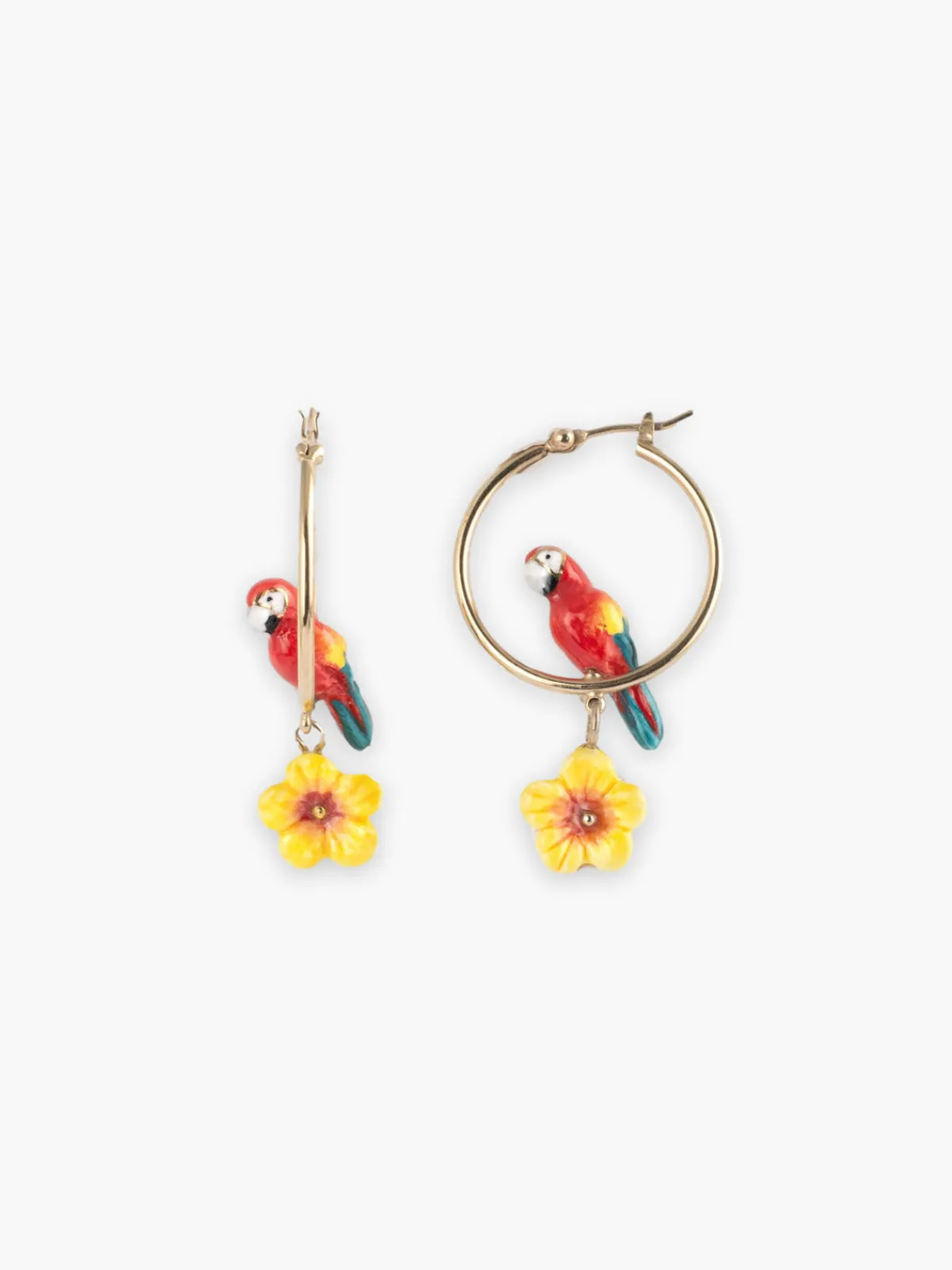 Créoles rondes perroquet ara et fleur>NACH BIJOUX Discount