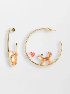 Créoles rondes renard et champignon>NACH BIJOUX Outlet