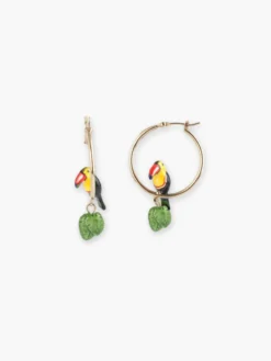 Créoles rondes toucan et feuilles>NACH BIJOUX Outlet