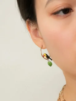 Créoles rondes toucan et feuilles>NACH BIJOUX Outlet