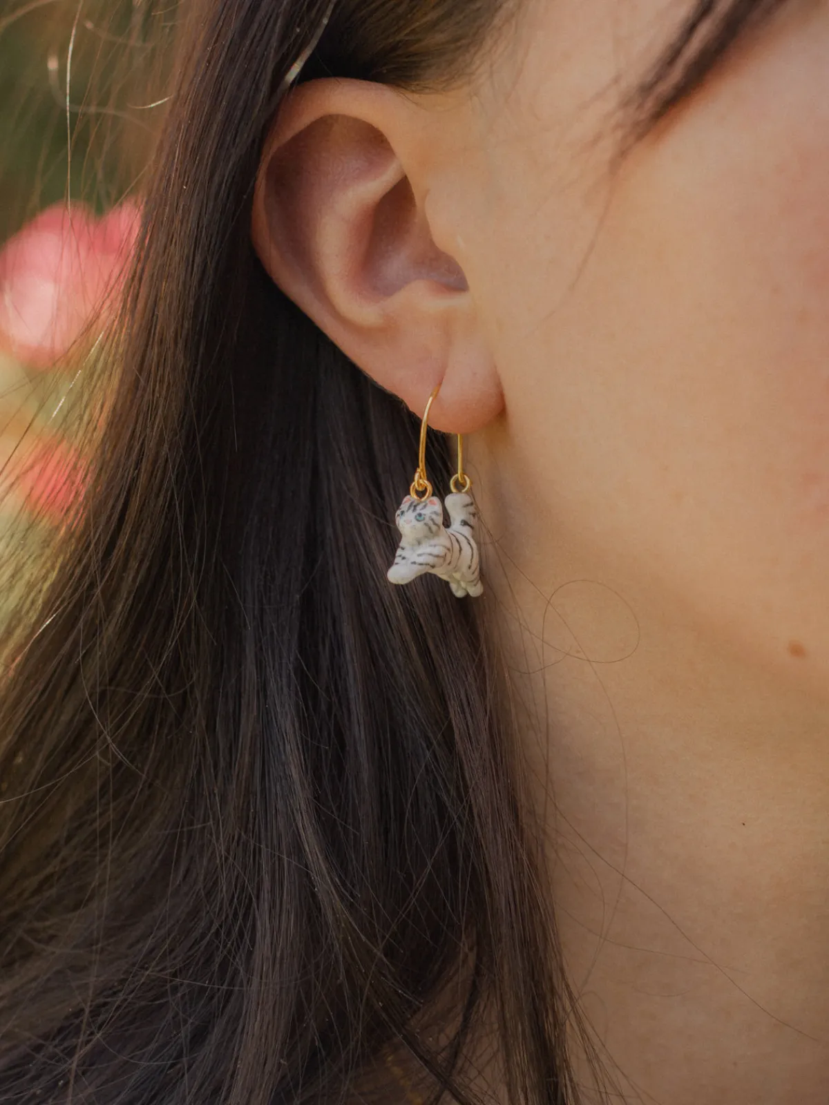 Créoles saut de chaton tabby>NACH BIJOUX Clearance