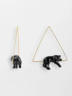 Créoles triangle panthère noire>NACH BIJOUX New