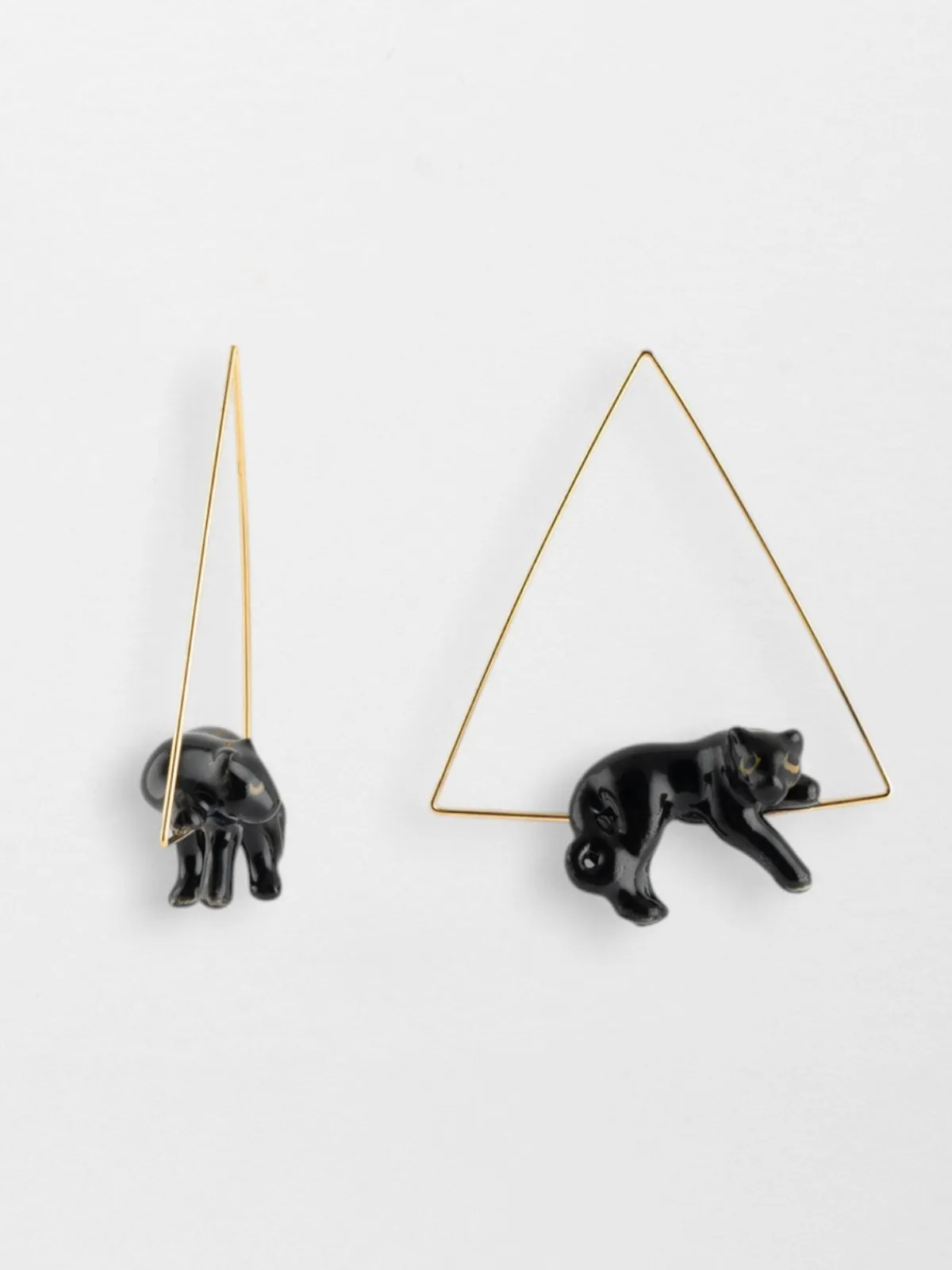 Créoles triangle panthère noire>NACH BIJOUX New