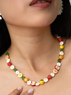 Fruit and flower beaded necklace>NACH BIJOUX