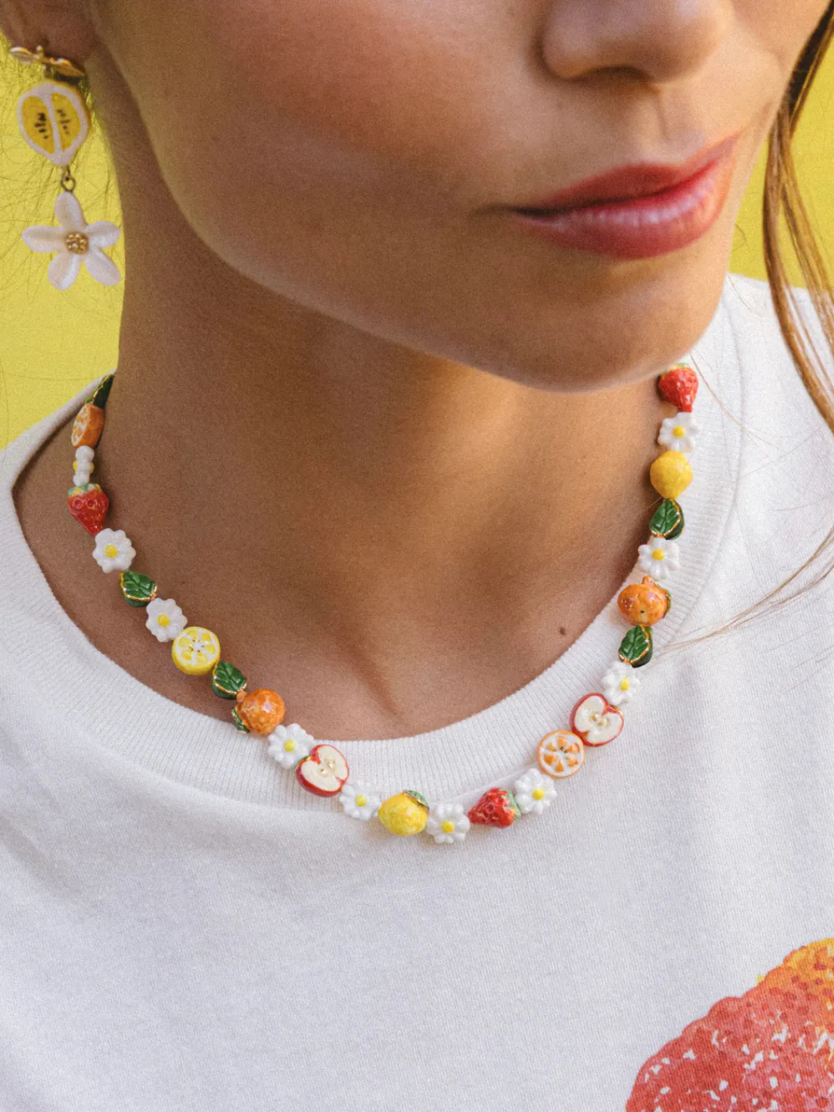 Fruit and flower beaded necklace>NACH BIJOUX