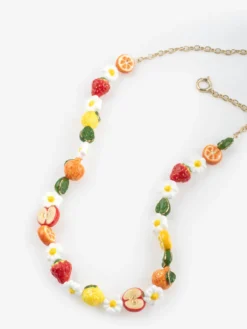 Fruit and flower beaded necklace><noscript><img width=