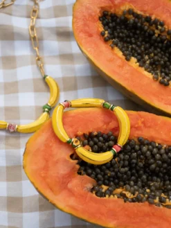 Fruit and yellow banana bead bracelet><noscript><img width=