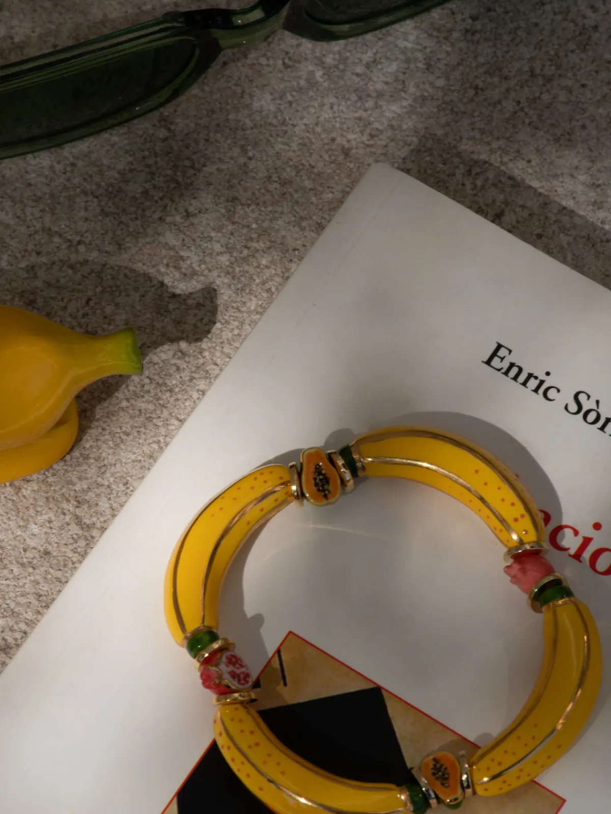 Fruit and yellow banana bead bracelet>NACH BIJOUX Online