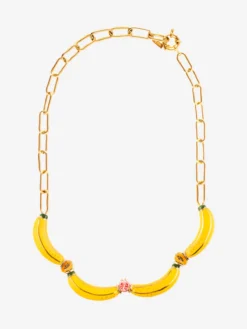 Fruit and yellow banana bead necklace><noscript><img width=