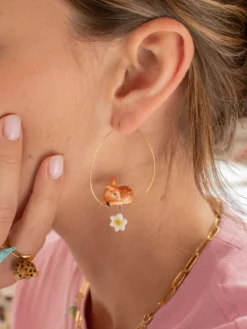 Grandes créoles biche et jonquille>NACH BIJOUX Discount