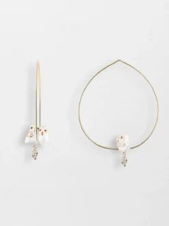 Grandes créoles chouettes et feuilles d'or>NACH BIJOUX Hot