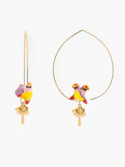 Grandes créoles couple d'oiseaux diamant de Gould>NACH BIJOUX