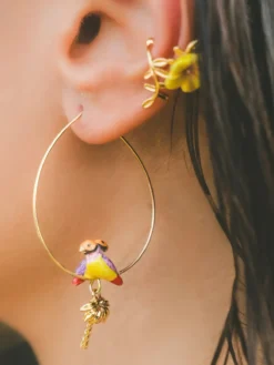 Grandes créoles couple d'oiseaux diamant de Gould>NACH BIJOUX