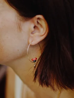 Grandes créoles feuille et coccinelle>NACH BIJOUX Clearance
