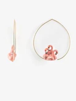 Grandes créoles flamants roses>NACH BIJOUX New