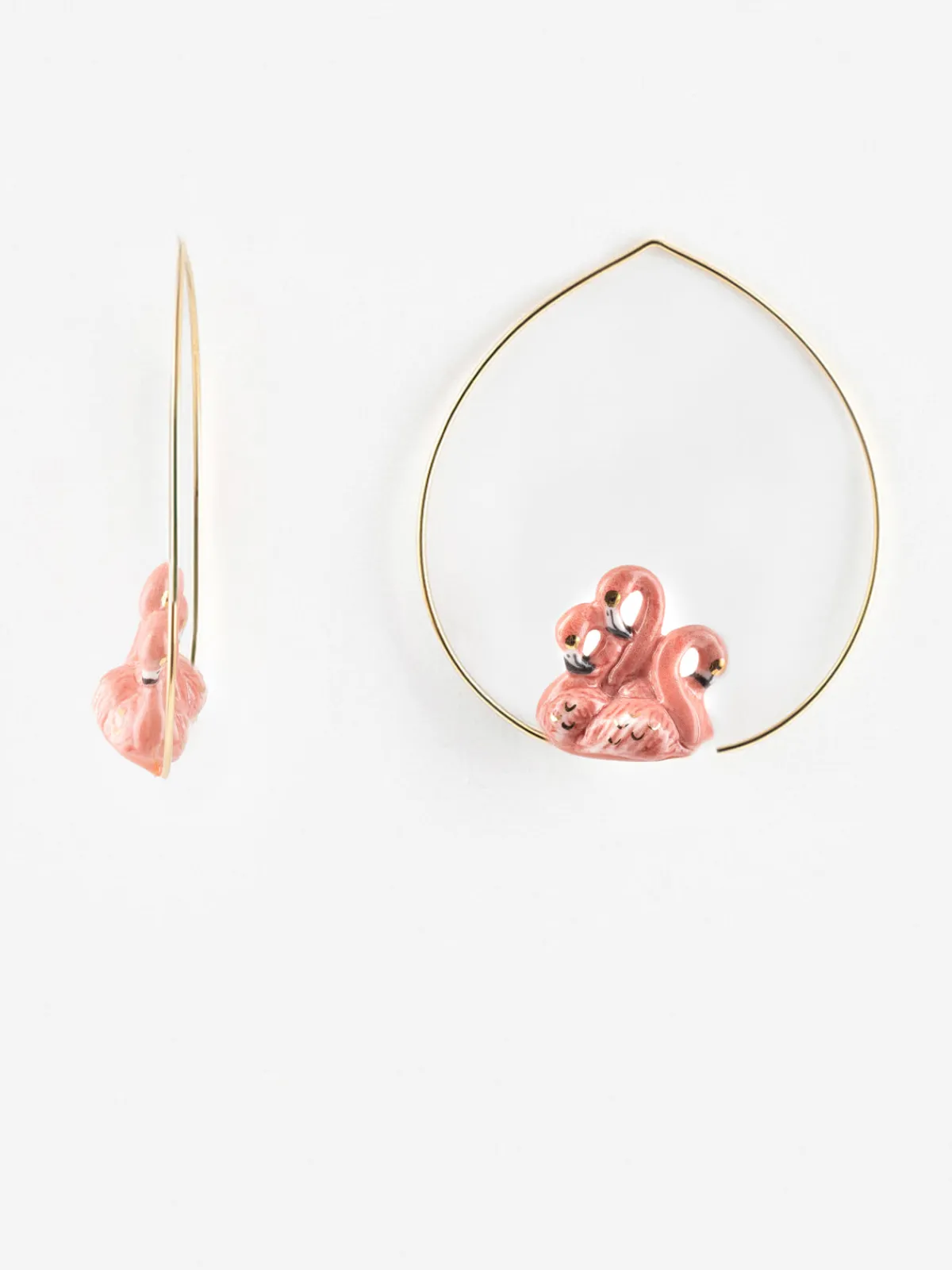 Grandes créoles flamants roses>NACH BIJOUX New