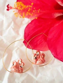 Grandes créoles flamants roses><noscript><img width=