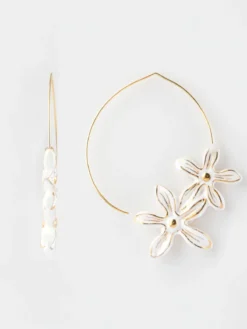 Grandes créoles fleurs d'Erine blanche>NACH BIJOUX Outlet
