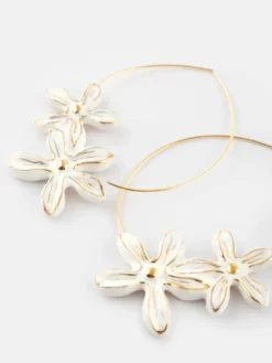 Grandes créoles fleurs d'Erine blanche><noscript><img width=