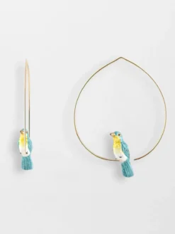 Grandes créoles Oiseau Paruline Bleue>NACH BIJOUX Sale