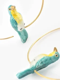Grandes créoles Oiseau Paruline Bleue><noscript><img width=