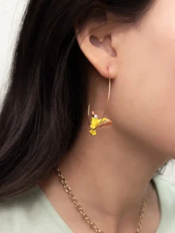 Grandes créoles oiseau Pic Flamboyant>NACH BIJOUX Discount