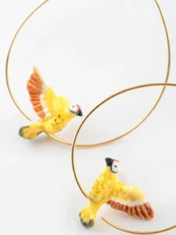 Grandes créoles oiseau Pic Flamboyant><noscript><img width=