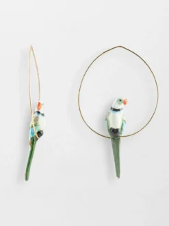 Grandes créoles perroquet bleu et vert>NACH BIJOUX Clearance
