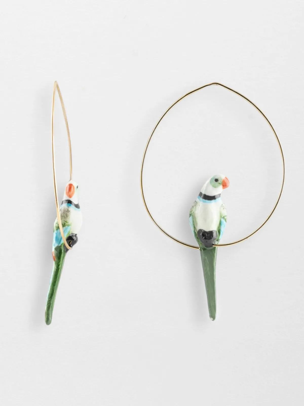 Grandes créoles perroquet bleu et vert>NACH BIJOUX Clearance