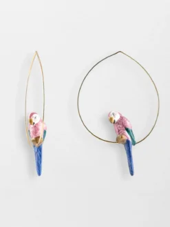 Grandes créoles perroquet rose>NACH BIJOUX Clearance