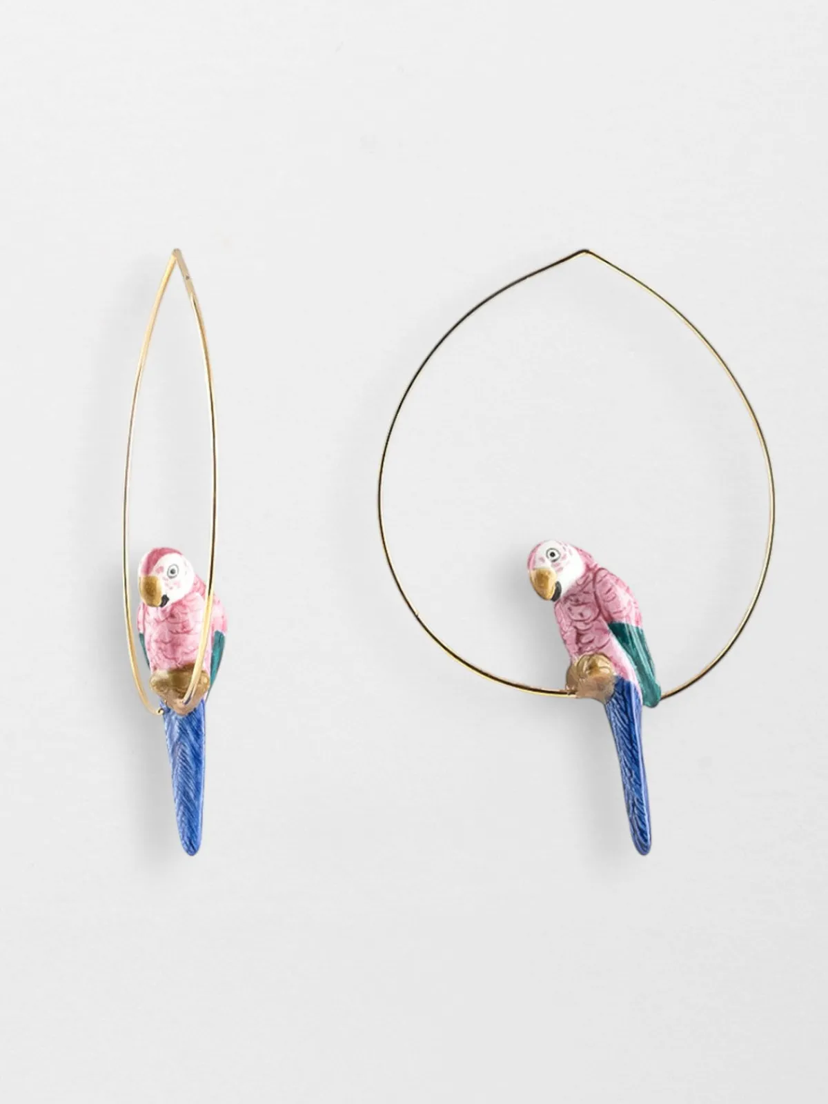 Grandes créoles perroquet rose>NACH BIJOUX Clearance