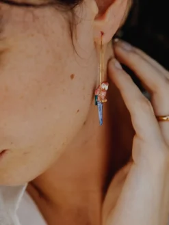 Grandes créoles perroquet rose>NACH BIJOUX Clearance