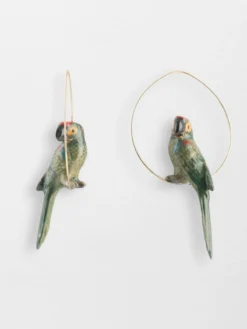 Grandes créoles perroquet vert>NACH BIJOUX Sale