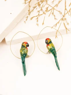 Grandes créoles perroquet vert><noscript><img width=
