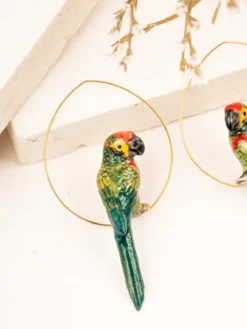 Grandes créoles perroquet vert><noscript><img width=