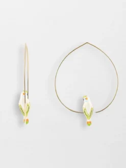 Grandes créoles perruche blanche>NACH BIJOUX Clearance