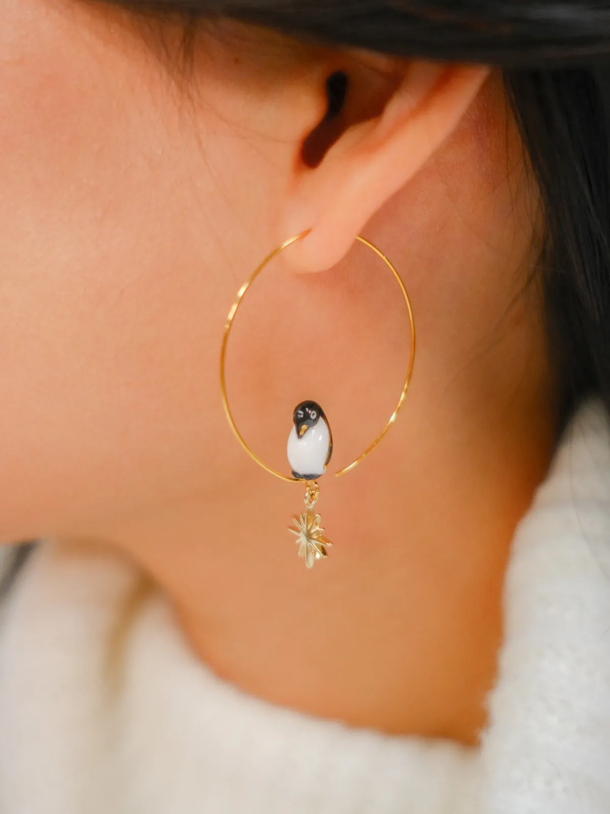 Grandes créoles pingouin - Arctique>NACH BIJOUX