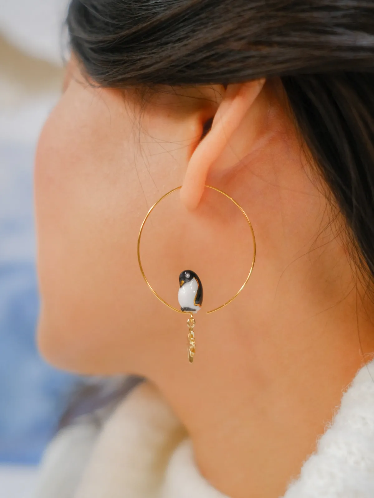 Grandes créoles pingouin - Arctique>NACH BIJOUX