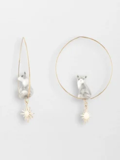 Grandes créoles renard polaire - Arctique>NACH BIJOUX Hot