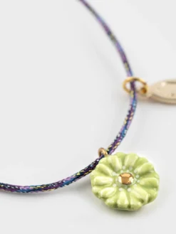 Green flower cord bracelet><noscript><img width=