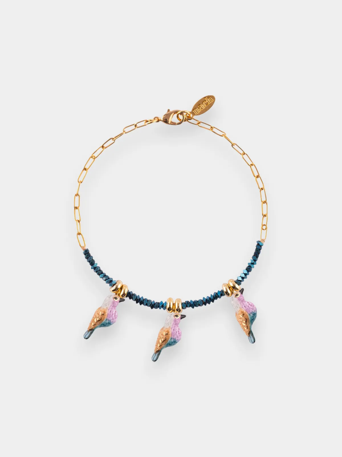 Hematite bead and bird bracelet>NACH BIJOUX Clearance