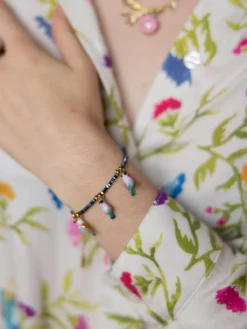 Hematite bead and bird bracelet>NACH BIJOUX Clearance