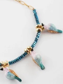 Hematite bead and bird bracelet><noscript><img width=