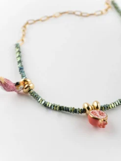 Hematite bead necklace with parakeets and pomegranates>NACH BIJOUX Hot