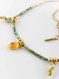 Hematite bead necklace with parakeets and dandelions>NACH BIJOUX Outlet